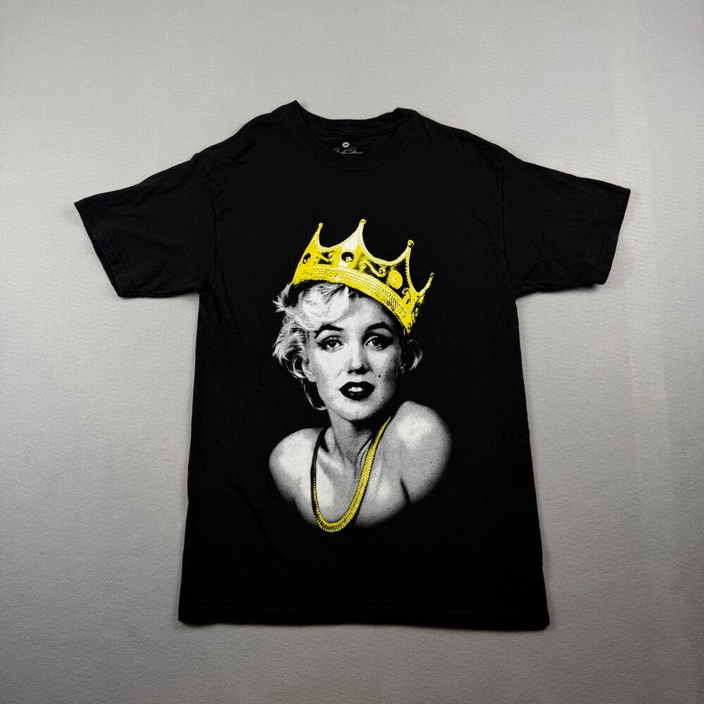 Marilyn Monroe Crown Graphic T Shirt Black Adult M
